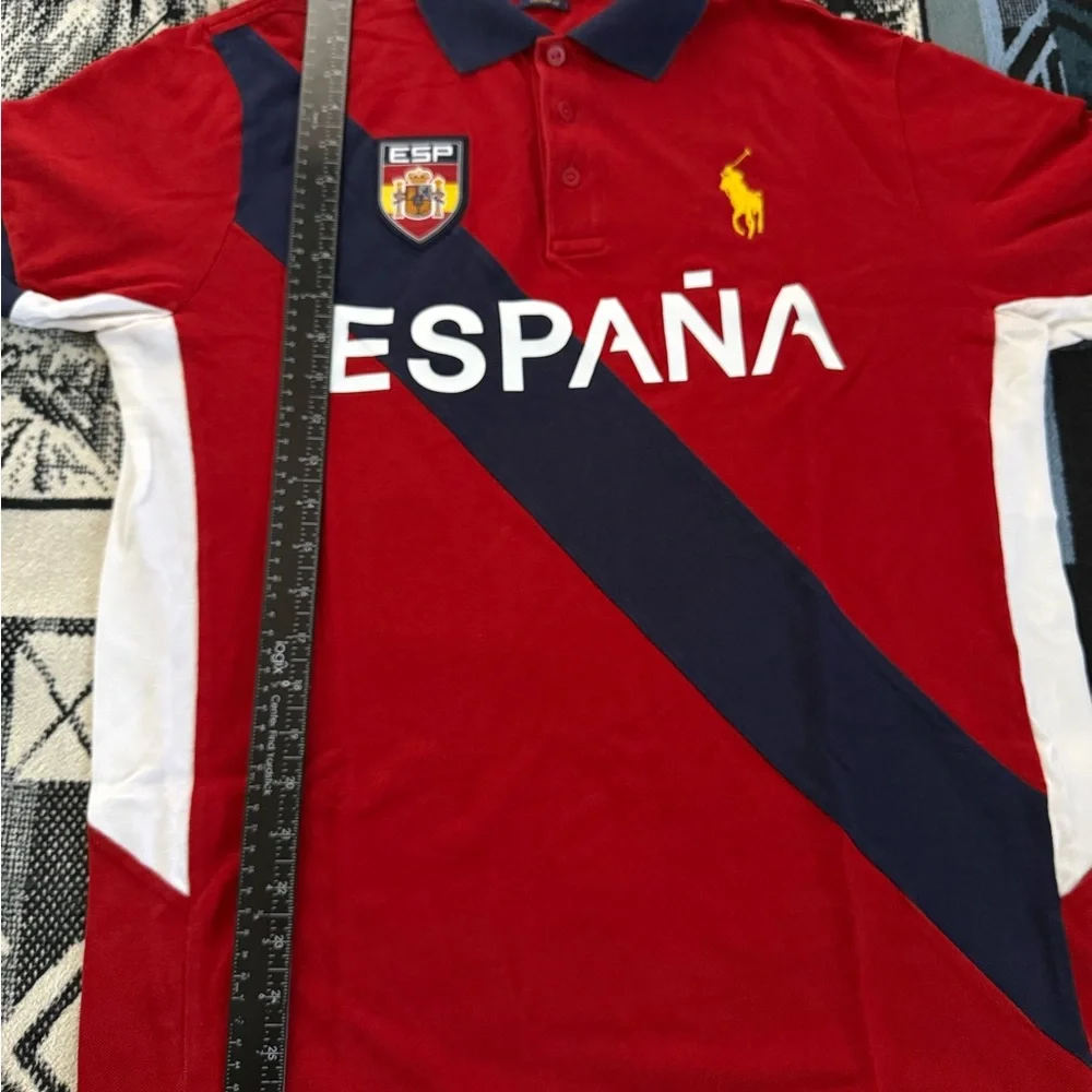 Polo Ralph Lauren Pony España #16 Crest Embroidered Red/Navy Blue/White Polo